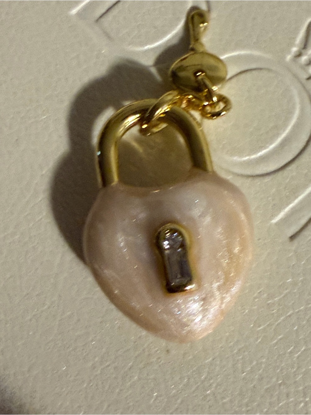 Pandora White Enamel Gold Heart clock and key Charm
